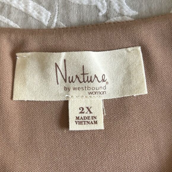 Nurture Dress Women 2X Brown Velvet Burnout Faux Wrap Midi Plus Boho Cottage NWT - Picture 3 of 16